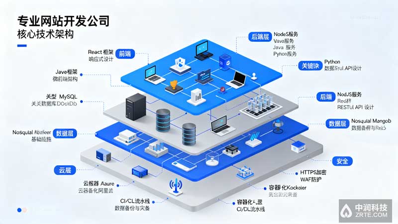 专业网站开发公司核心技术架构图 - 中润科技企业官网定制解决方案