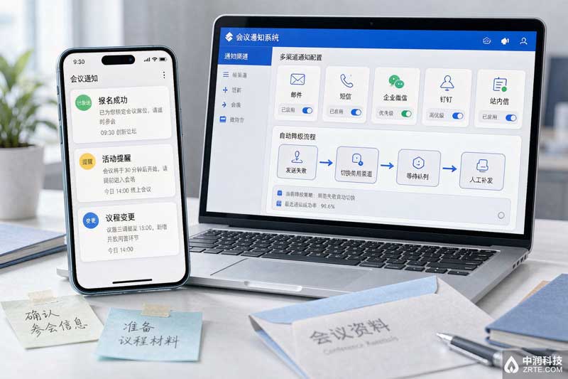 会议通知系统：多渠道通知消息列表与自动降级配置后台