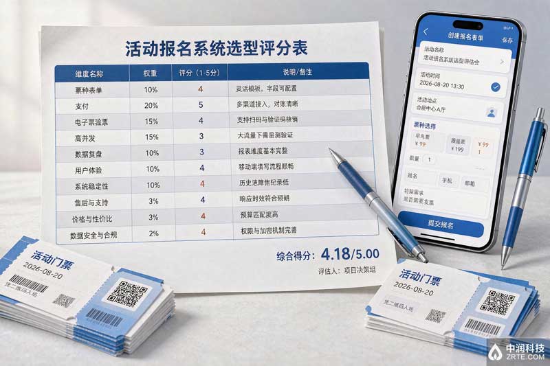 活动报名系统选型评分表：10个评估维度与手机端报名表单界面
