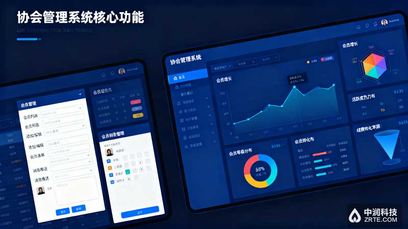 北京天津协会管理系统核心功能展示：会员管理与数据统计 | 中润科技