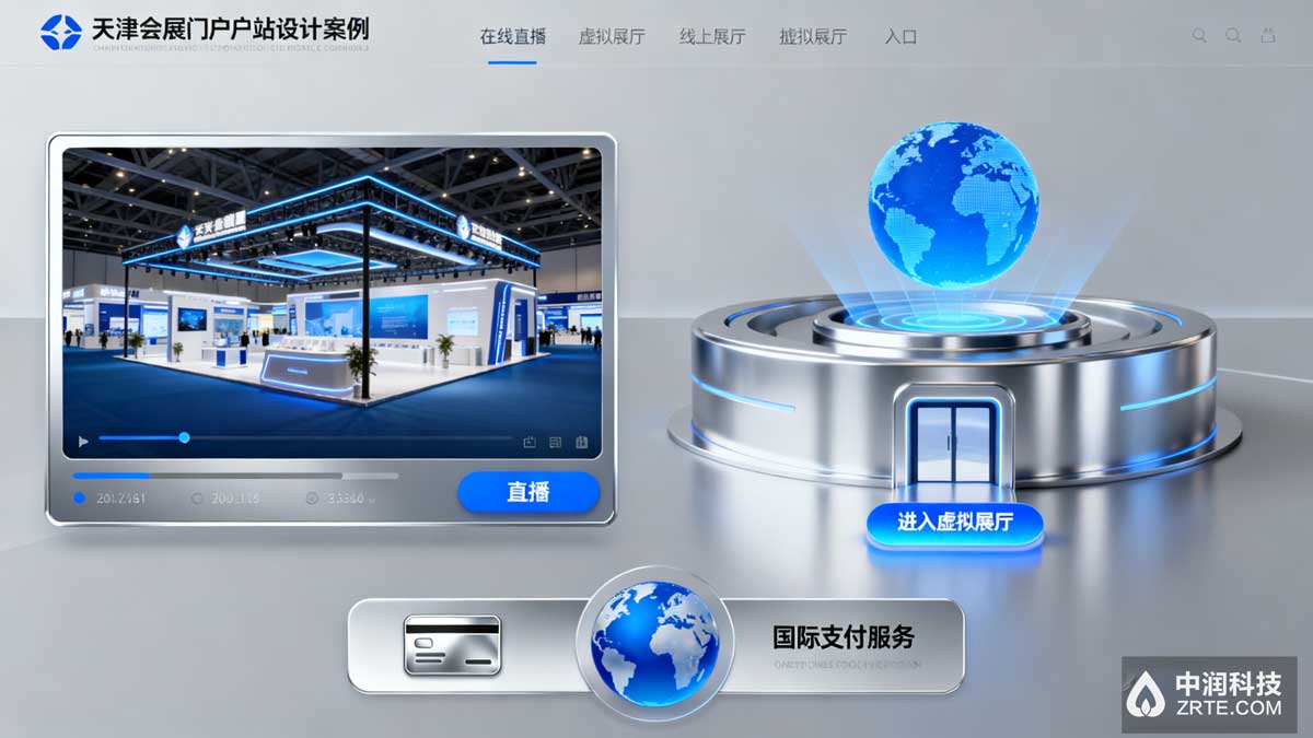 天津会展门户网站设计案例 - 多功能集成与全球访问优化展示