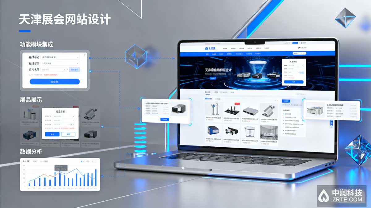 天津展会网站设计案例 - 现代化风格与功能集成展示
